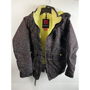 BURTON DRYRIDE DOWN PUFFER POLKA DOT HOOD ZIP FRONT WINTER JACKET GIRLS M 10/12